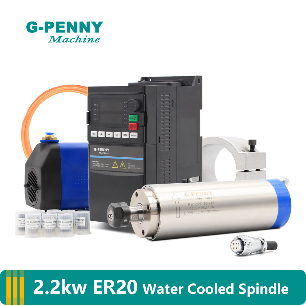 G-PENNY 2,2 kW ER20 wassergekü – 2.2Kw Water Cooled Spindle Kit Vfd Bewertung und Preis